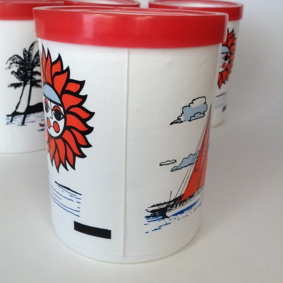 Lot of 6 Vintage Styrofoam Beer Pop Can Cooler Koozie Nautical Sailing Beach Sun - Picture 13 of 14